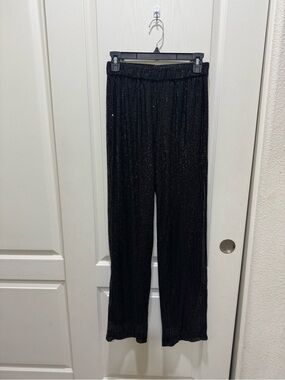ODIZLI Black Sequin Wide Leg Pants Women’s M Party Holiday